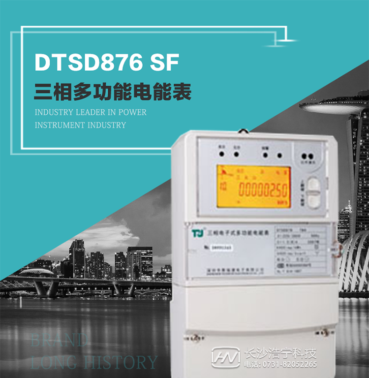 產(chǎn)品型號(hào)：DTSD876 SF型 三相多功能電能表
精度等級(jí)：有功0.5級(jí) 1級(jí)；無(wú)功2級(jí) 
額定電壓： 3×100V 3×57.7/100V 3×220/380V 
額定電流： 1.5(6)A 5(20)A 10(40)A 15(60)A 20(80)A 30(100)A 
頻 率： -40℃～+70℃ 
工作溫度：≤0.5S 
顯示方式： ≥1000mAh 
整機(jī)功耗： ≥10年 
重量： 約2.4kg 
外形尺寸： 293mm×175mm×80mm
